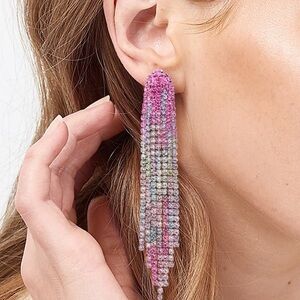 Keeping Up With You Rhinestone Fringe Earrings